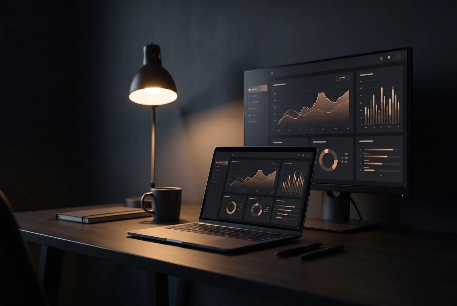 Un proyecto en curso, interfaz de un panel en un monitor del estudio
